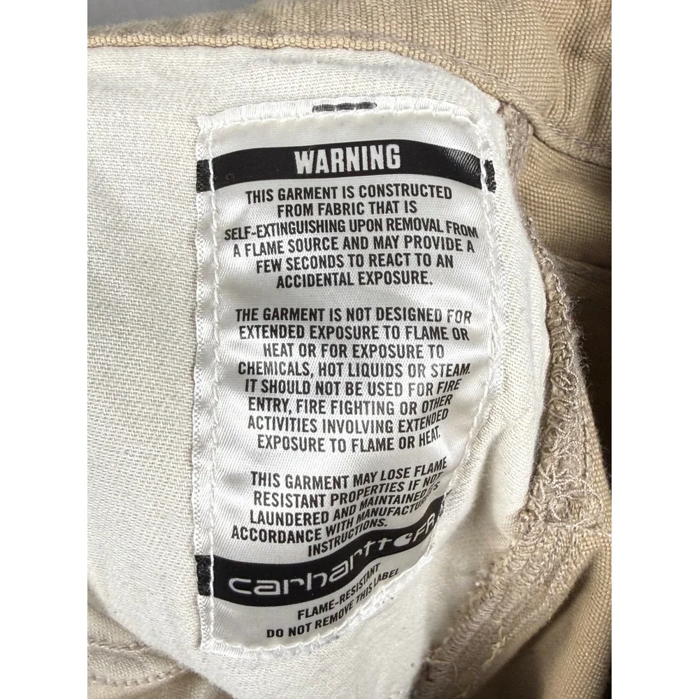Carhartt FR Flame Resistant Pants Mens 36x36Tan Loose Fit Canvas Work Trousers